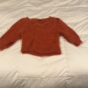 Fluffy burnt orange crop top for fall